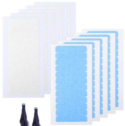 Bewudy 120Stk Selbstklebende Hair Extension Tape, Hair Klebeband, Ersatztapes Tape Extensions Kleber Klebestreifen für Haarverlängerungen Invisible Doppelseitiges Klebekraft Haar Klebeband(Blau+Weiß)