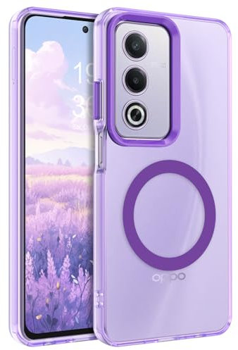 GUAGUA Cover Magnetico per OPPO A80 5G, Compatibile con MagSafe, Custodia con Labbra Rialzate Paraurti Antiurta Colori Vivaci Glassata Traslucida Opoca Anticaduta Protettivo Case per OPPO A80 5G Viola
