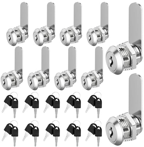 Forbabe Serratura Cassetta Postale 20mm, 10 Pezzi Serrature per Armadietti, una Chiave Controlla una Serrature, Serratura Armadietto per Spessore Massimo Porta 16 mm