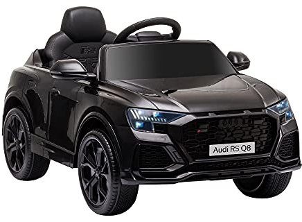 HOMCOM Auto elettrica per bambini con licenza Audi RS Q8, auto a batteria da 6 V, veicolo elettrico con telecomando, MP3, USB, musica, Bluetooth, per bambini da 3 a 5 anni, nero
