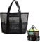 Faltbare Strandtasche-Große Netz Strandtasche Familie- Mesh Badetasche Netztasche für Sandspielzeug Handtaschen, mit Wasserdicht Taschen,für Strand, Urlaub, Reise,Fitnessstudio