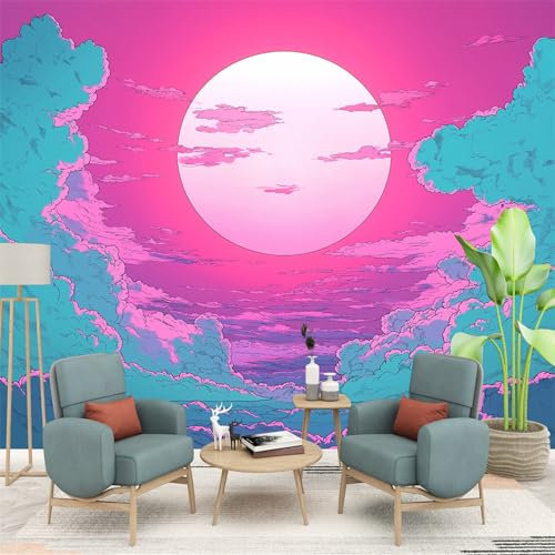 Fototapete Wandbild 3D Fototapete Der Himmel Ist Voller Wolken Vliestapete Wandtapete Foto für Design der Fernseh Hintergrund Rosa Blau Fototapete 250 x 175 cm