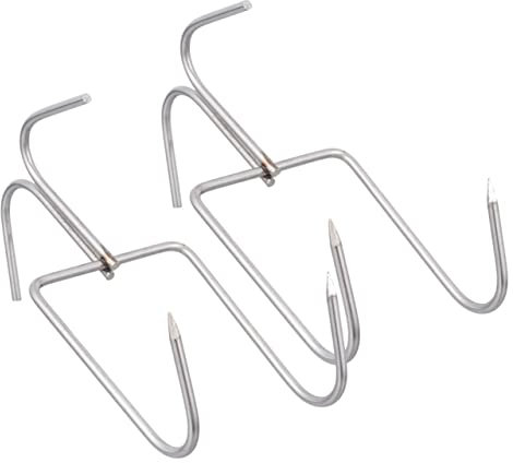 Alipis 2stücke Edelstahl Fleischhaken Mit Doppelt Spitzen Enden Stabile Metzgerhaken Zum Aufhängen Von Bauchspeck Hähnchen Und Würstchen Vielseitig Für Räuchern Trocknen Und Fleischverarb