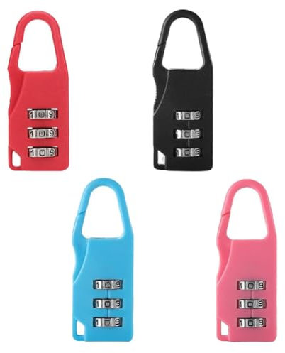 Mini serrure combo, Code à 3 chiffres, noir, peut réinitialiser la serrure à bagages, convient pour sac à dos, valise de voyage, sac, casier. (4 paquets)