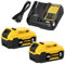2X Repuesto para Dewalt Batería 18V 5,0Ah/5000mAh + para Dewalt Cargador 18V 3A DCB182 DCB180 DCB184 DCB200 DCB182 DCB181 DCB201 (Amarillo) Goodexo