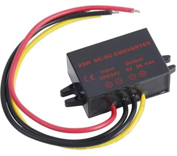 WSOLDMA Mini DC 12V/24V to 5V Power Converter 5A 25W, Auto Buck Regulator Step Down Voltage Supply Module for Car Accumulator