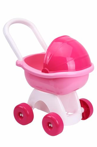 FANCY Poussette Rose pour Poupée 48 cm, Landeau Poupée Fille 3 Ans et Plus Agés, Poussette Jouet Landau Poupon Taille Idéale pour Enfant