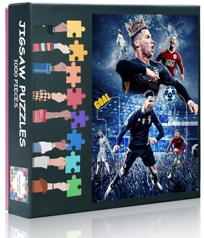 1000 Piece Cristiano Ronaldo Jigsaw Puzzle CR7 Legendary Goals Celebration Wall Art, Soccer Moments Collector Puzzle for Sports Fan Decor 27.5x19.7 Inch