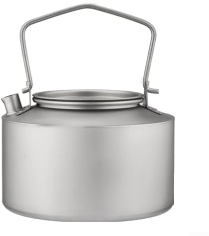 Kaffeekanne aus reinem Titan, 980 ml, mit klappbarem Griff, leicht, für Camping und Reisen, (Frosted Style)