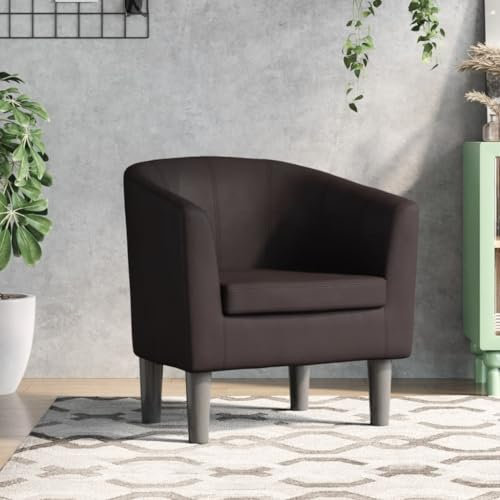 KTHLBRH Clubsessel Braun Kunstleder Wohnzimmerstuhl Wartezimmerstuhl für Wohnzimmer Küche