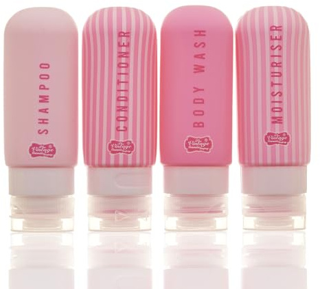 Vintage Cosmetic Company Silicone Travel Bottles 4 Piece with Zipper Bag