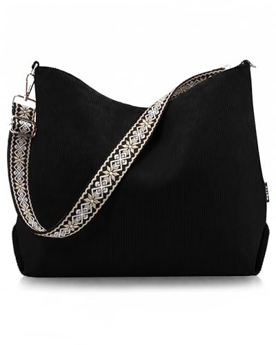 Prite Cord Tasche Umhängetasche mit Verstellbarem Schultergurt