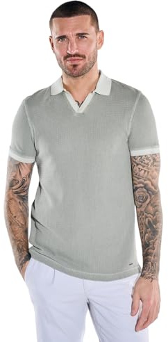 emilio adani Herren Modisches Poloshirt mit besonderer Struktur, Hellgruen