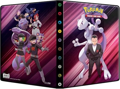 BB-Toy-Trades Versandschutz Pokemon Portfolio Sammelalbum Binder Album 9-Pocket Karten-Album für 252 Sammelkarten Karmesin & Purpur - Ewige Rivalen Team Rocket - Mewtu & Giovanni