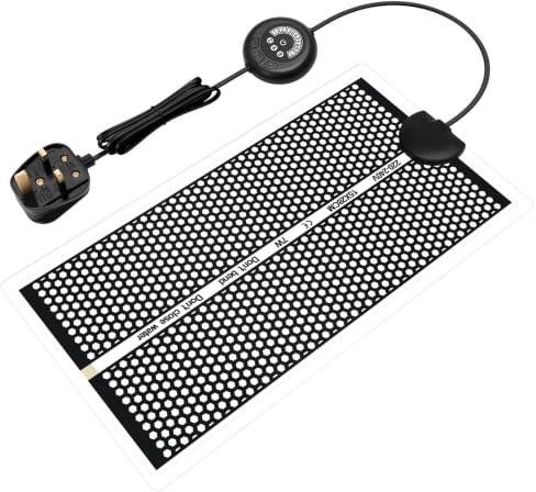 RAYNEAY Reptile Heat Mat, 7W Vivarium Terrarium Heat Mat with Thermostat | 7W, Adjustment Temperature, PET Material, Honeycomb Structure Distributes Heat Evenly, Small Animals Snakes Lizards,15x28cm