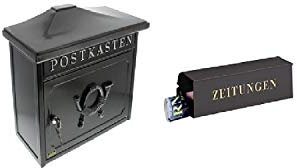 BURG-WÄCHTER Klassischer Briefkasten mit Komfort-Tiefe + Zeitungsbox mit geprägter Schrift , A4 Einwurf-Format, Verzinkter Stahl, Sylt 1883 E, Alteisen