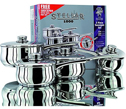 Stellar 1000 3 Piece Saucepan Set & Free Saucepan - PP74