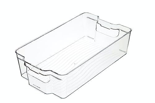 KitchenCraft Large Fridge-Safe Plastic Kitchen Storage Box, 37.5 x 21 x 10 cm (15 x 8.5 x 4) - Transparent