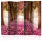 decomonkey Paravent Raumteiler Innen Wald Blumen Rosa 225x172 cm 5 Teilig Beidseitig Room Divider Wall Raumteiler Stehend Trennwand Sichtschutz Spanische Wand Sichtschutzwand Wohnzimmer Holz