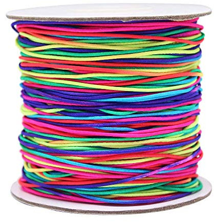 Elastische Schnur, INTVN Regenbogen Farbe Faden Schnur für DIY Handwerk Armband Halsband, 100m
