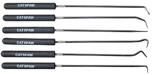 Mayhew Tools 17991 9-3/4” Long Hook & Pick, 6-Piece, Black