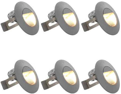vidaXL 6x Außenleuchte Wandleuchte Gartenlampe Gartenleuchte Treppenleuchte Treppenbeleuchtung Stufenlicht Wand Einbauleuchte LED 5 W Silbern Rund