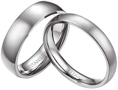 Mabohity Damen-Ring Titan-Ring Titanium 4mm Breit Poliert Gewölbt Ehering Verlobungsring Freundschaftsring Partnerring Paar Ringe, Silber, Größe 72