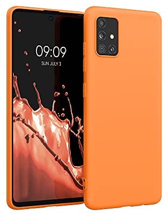 kwmobile Hülle kompatibel mit Samsung Galaxy A51 Hülle - weiches TPU Silikon Case - Cover geeignet für kabelloses Laden - Fruity Orange