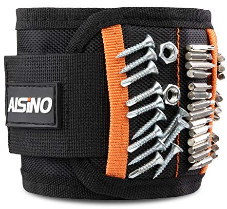 AISINO Magnetic Wristband with Strong Magnets for Holding Screws, Nails, Drill Bits, Tools, and Gadgets, Magnetic Tool Belt for a Handyman, Carpenter, Repairman, and for DIY Projects (Men/Women)