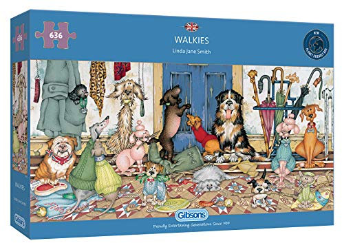 Walkies | 636 Teile Puzzle | Panorama-Hundepuzzle | Nachhaltiges Puzzle für Erwachsene | 100% recyceltes Premium-Pad | Tolles Geschenk für Erwachsene | Gibsons Games