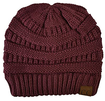 C.C Trendige warme Strickmütze mit Zopfmuster, grob, weich, dehnbar, Monaco, Einheitsgröße