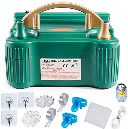 PuTwo Balloon Pump, 220-240V 600W Electric Balloon Pump, 18 pcs Balloon Pump Electric with Dual Nozzle and Inflation Modes, Balloon Inflator, Air Pump for Balloon Garland, Party Decorations