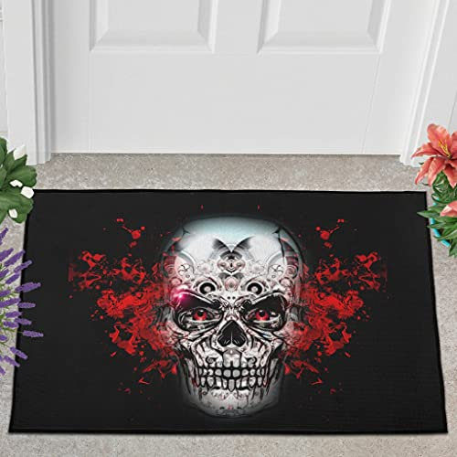 Veryday Psychedelic Totenkopf Fußmatte Türmatte Eingangsmatte Fußabtreter Fußabstreifer Türvorleger Schmutzmatte Sauberlaufmatte Haustürmatte für Innen und Außen White 50x80cm
