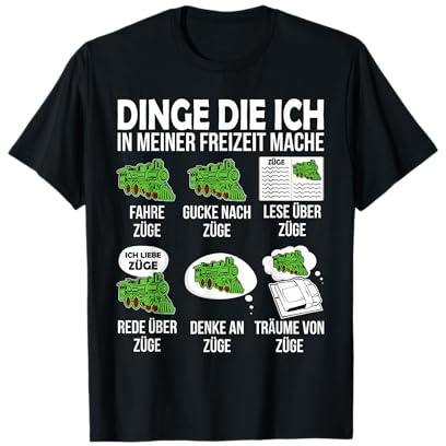 Eisenbahner Dampflok Lokomotiven Züge Modellbahn T-Shirt für Herren - Schwarz, S - Langarm, Klassische Passform, Einfarbig mit Lokomotive Zug, Vatertag, Eisenbahn-Enthusiasten
