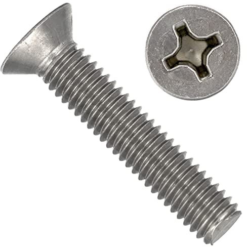 OPIOL QUALITY® Senkkopfschrauben mit Kreuzschlitz H DIN 965 M4x12 mm aus Edelstahl A2 V2A (100 Stück) Phillips Senkkopf Senkschrauben Vollgewinde Gewindeschrauben