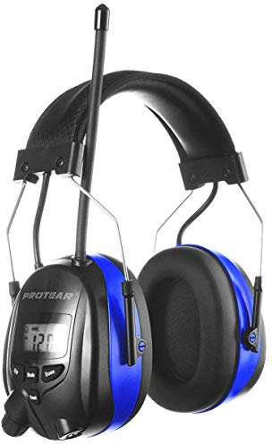 PROTEAR Protection auditive rechargeable avec radio et Bluetooth, radio FM/AM avec microphone intégré, pour l'industrie, la construction et la tonte - SNR 30 dB (Bleu)