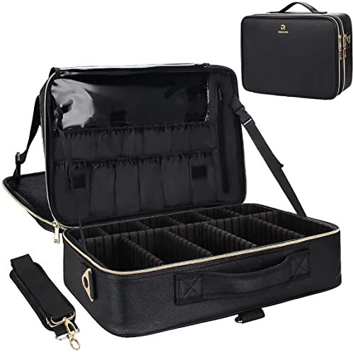 Relavel Große Kosmetiktasche - 15.8 inches, Portable Reise Kosmetikkoffer Damen Make Up Tasche Professionelle Makeup Organizer Tasche Beauty Case Schminktasche für MUAs Crossed Pattern-l