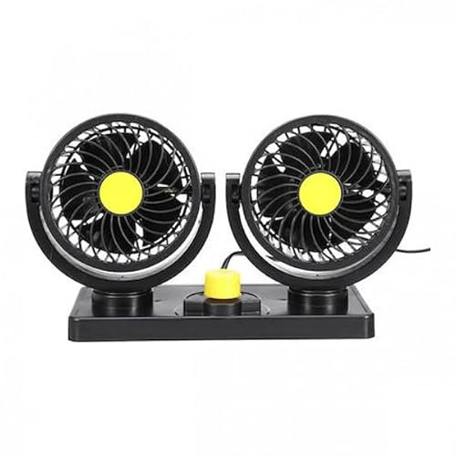 Doppio Ventilatore, 10W, velocità Regolabile e con Rotazione a 360°, 12V, Potente e Silenzioso, Camion Camper Furgone, Aria Fresca