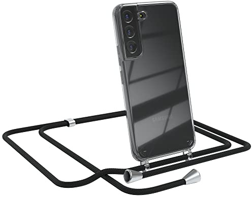 EAZY CASE Handykette kompatibel mit Samsung Galaxy S22 5G Handyhülle mit Umhängeband, Handykordel mit Schutzhülle, Silikonhülle, Hülle, Stylische Kette für Smartphone, Schwarz