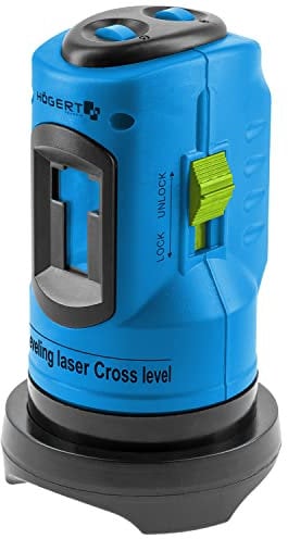 Högert Technik - Selbstnivellierende Laser-Wasserwaage I Horizontal-, Vertikal- und Kreuzmessung I Radius bis 5m I Durchmesser bis 10m I Rot Laserpointer I Stativ-Gewinde 1/2” I HT4M070