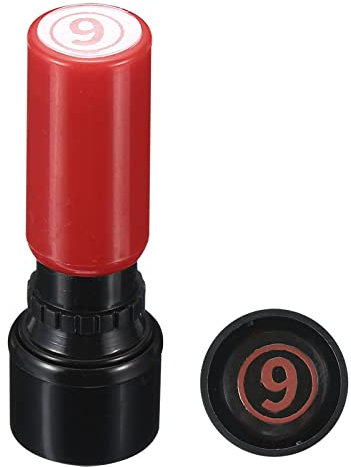 PATIKIL Nummer Stempeln Selbstfärbung Ziffern 9 Plastik Klein Nummer Stempel Nummer Stamper Anfang Stempel für Klassenzimmer Scrapbooking Rot Schale