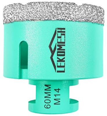 LEKOMESH Diamond Core Drill Bits 60MM - Vacuum Brazed Diamond Hole Saw for Porcelain, Ceramic, Marble, Granite, Stone, Quartz - M14 Thread for Angle Grinder