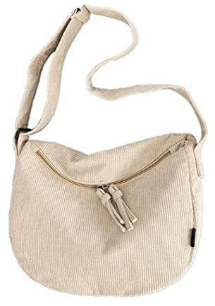 SINMIUANIME Canvas Messenger Bag Fashion Schultertasche Crossbody Tasche Schulrucksack Einfache Tote Bag für Männer und Frauen, Cremeweiß