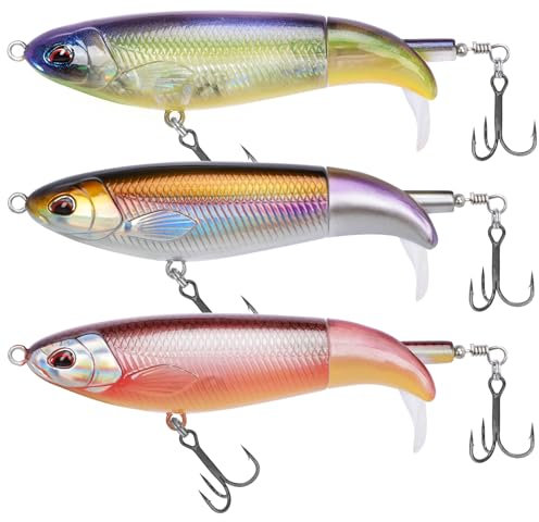 TRUSCEND Top Water Angelköder mit BKK-Haken, Whopper Angelköder für Süß- oder Salzwasser, schwimmender Köder für Barsch, Wels, Hecht, Angeln Wackeloberfläche, Barschköder, Teaser, Angelgeschenke für