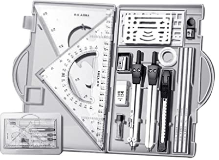 Frotox Architect Set Professional Geometry Set 16 Compass And Protractor Set Drafting Tool Drawing Stencil Interior Design Tool,Includes paper cutter and pencil sharpener blade products
