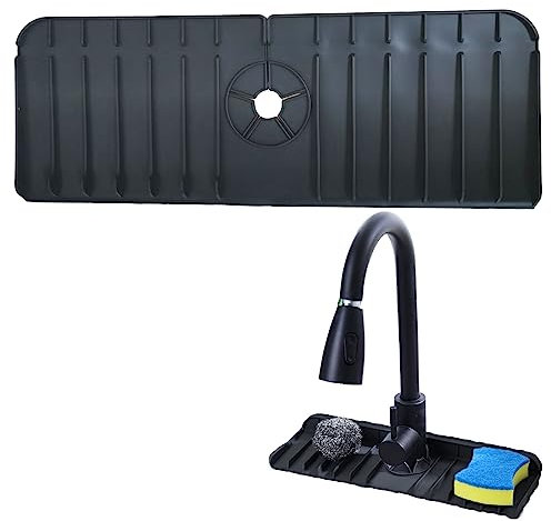 Faucet Guard & Draining Mat, Tap Mat, Faucet Mat, Sink Faucet Mat, Kitchen Sink Tap Protector Mat, Kitchen Tap Mat, Sink Splash Guard, Sink Tap Drainer Mat, for Kitchen, Bathroom, Counter