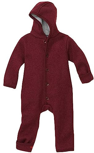 Disana WALK-OVERALL, 100% Bio-Merinowolle GOTS, IVN Best | mit Umklappbündchen | Newborn Baby Kleinkind Kind Unisex | Made in Germany | Cassis Gr. 62-68