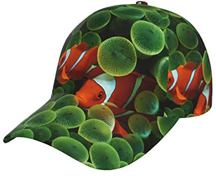 FJAUOQ Athletic Baseball Cap Clownfish Tropical Fish Nemo Snapback Baseball Hat Schwarz, Siehe Abbildung, One size