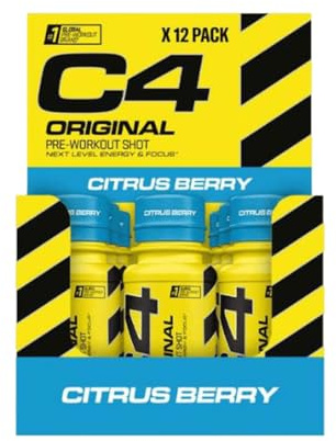 C4 Original Pre-Workout Shot, Citrus Berry - 12 x 60 ml.