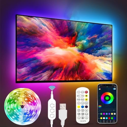 FUPT Led Strip Lights,2M RGB Lights for TV Led Backlight with App Control,Music Sync,LEDs Lights for Bedroom,Party,TV,Gaming Room for Christmas Halloween Decorations